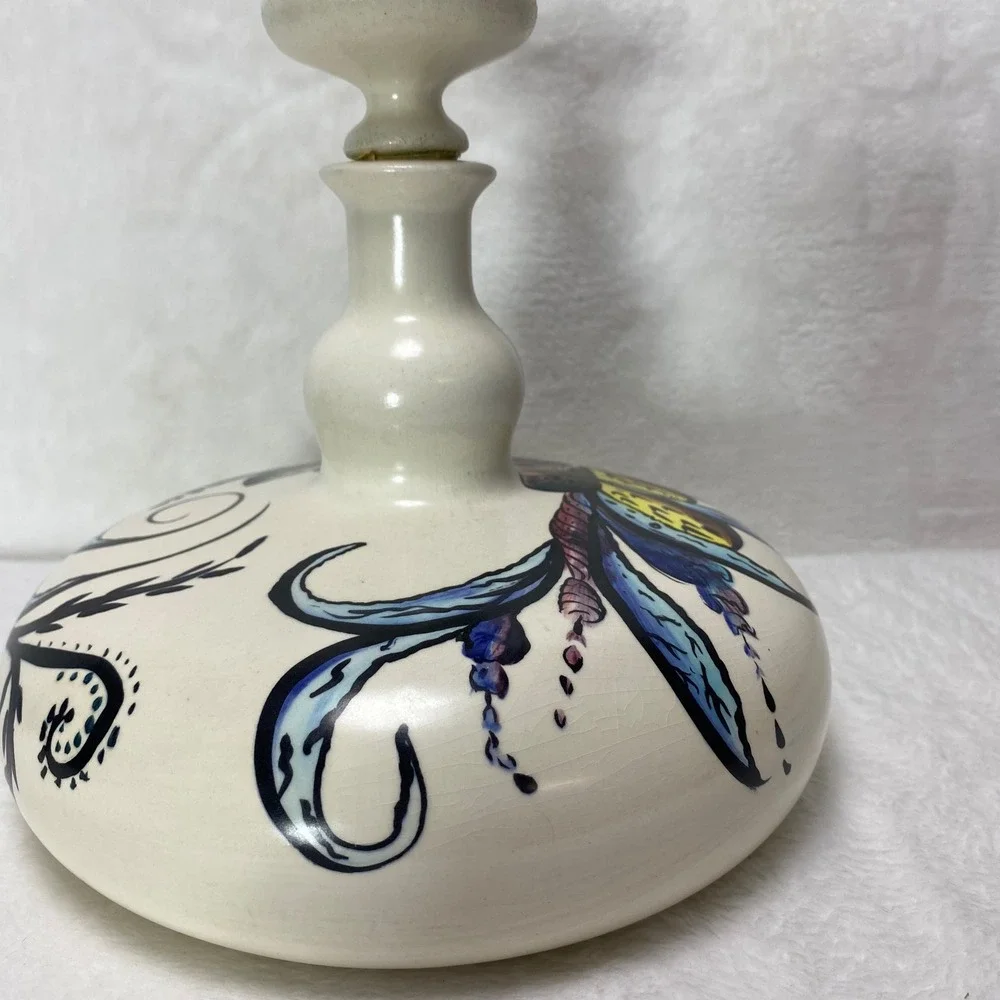 VTG‎ Ceramic Colorful Decanter Decorative Hand Painted Floral Boho Mexico Decor